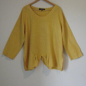 Vivian Shyu Linen Tunic Top Made in Italy Lagenlook Mustard Yellow XL XXL 1X 2X